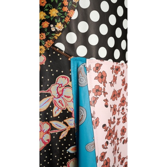 ZARA:s Unique Patchwork Maxi Skirt Boho Festival Floral Polka Dot Print Flowy - Picture 13 of 15